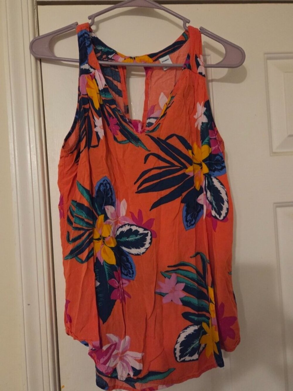 Coral Tropical Floral Tank Top